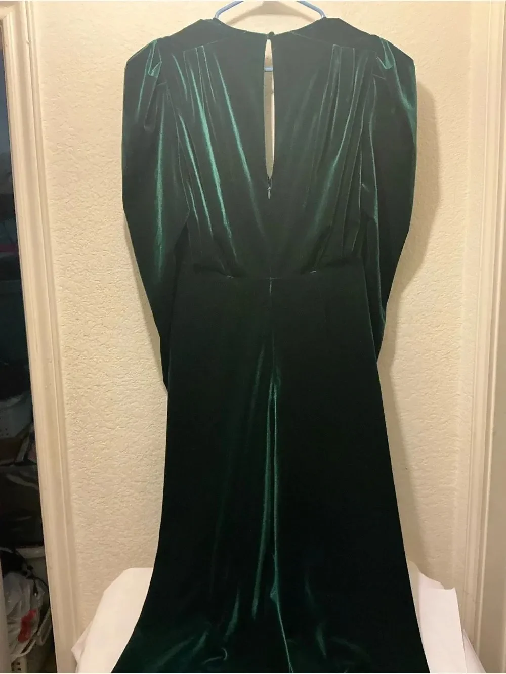 Ronny Kobo Collection Emerald Green Velvet Ruched Midi Dress $598
